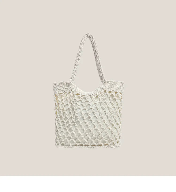 Fishnet Straw Bag Female Woven Tote - Bellarte Enchanté Fishnet Straw Bag Female Woven Tote